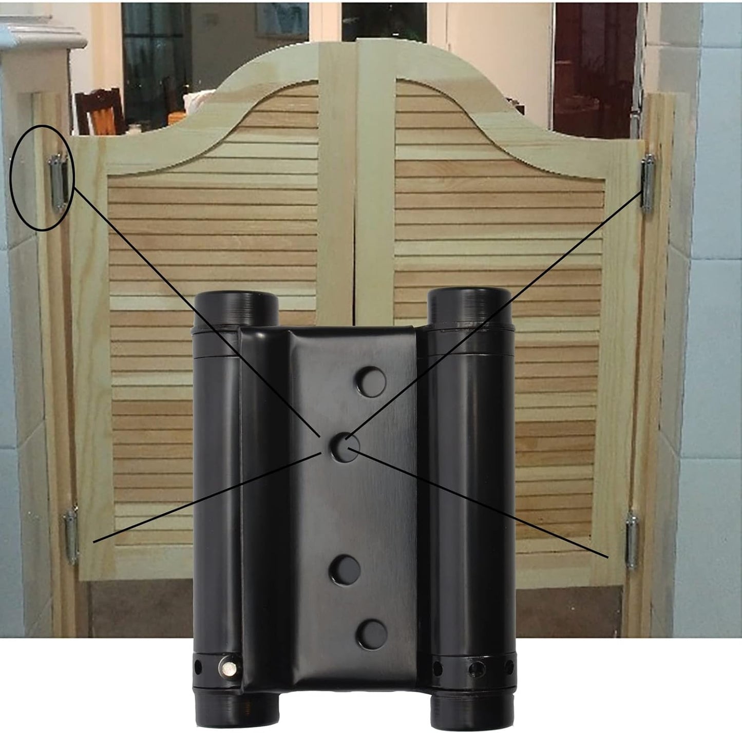 4-Pack of BENERAY 3" Double Action Spring Hinges for Saloon Cafe Pub Swinging Doors, Self Closing Door Hinges in 201 Stainless Steel