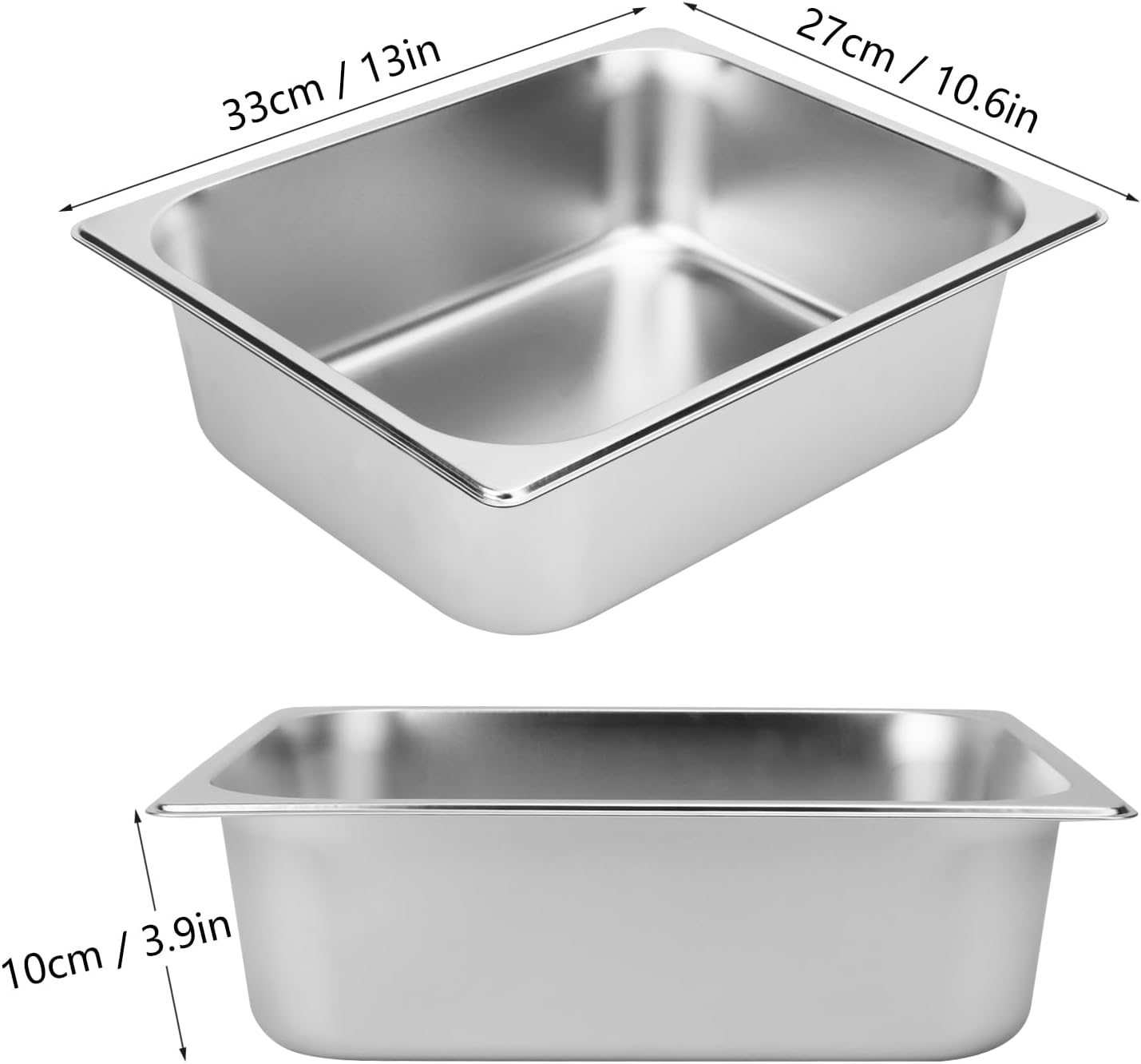 4 Pack of Biugaaufai 1/2 Size Stainless Steel Steam Pans - 4 Inch Deep, Anti-Jamming, Stackable, Professional Grade for Catering, Home Kitchen & Dining