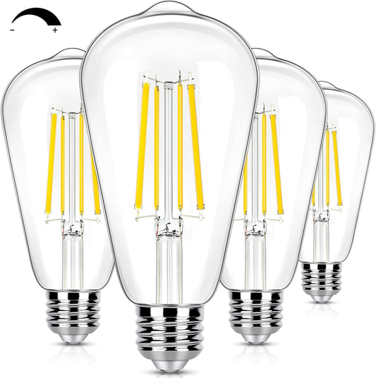4 Pack of Bosceos Dimmable Vintage LED Edison Light Bulbs - 8W ST58 Cool White 4000K 1200 Lumens ST19 Antique LED Filament Bulbs with E26 Base, Clear Glass, CRI90+ - Ideal for Home Bathroom & Kitchen