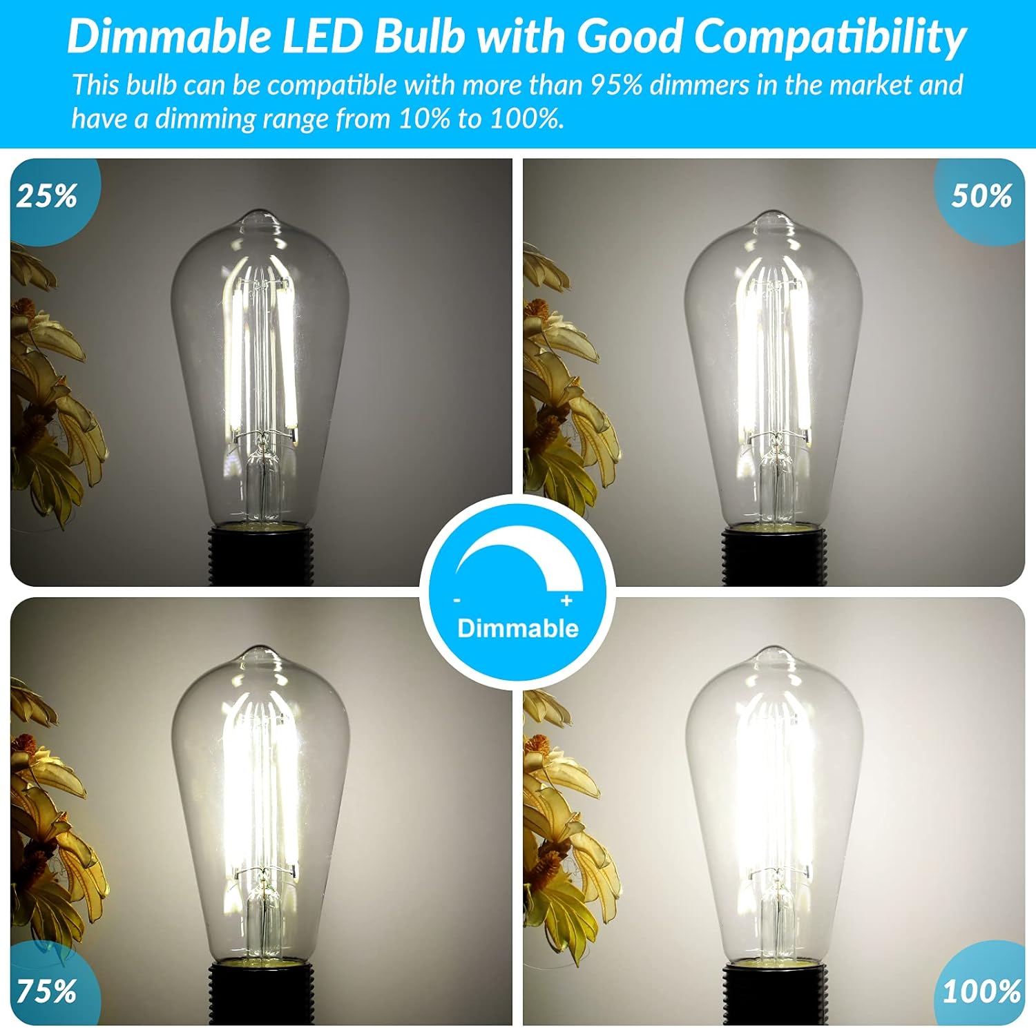 4 Pack of Bosceos Dimmable Vintage LED Edison Light Bulbs - 8W ST58 Cool White 4000K 1200 Lumens ST19 Antique LED Filament Bulbs with E26 Base, Clear Glass, CRI90+ - Ideal for Home Bathroom & Kitchen