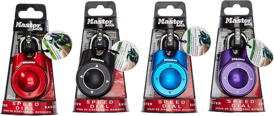 4-Pack of Master Lock 1500iD Speed Dial Combination Locks in Assorted Colors