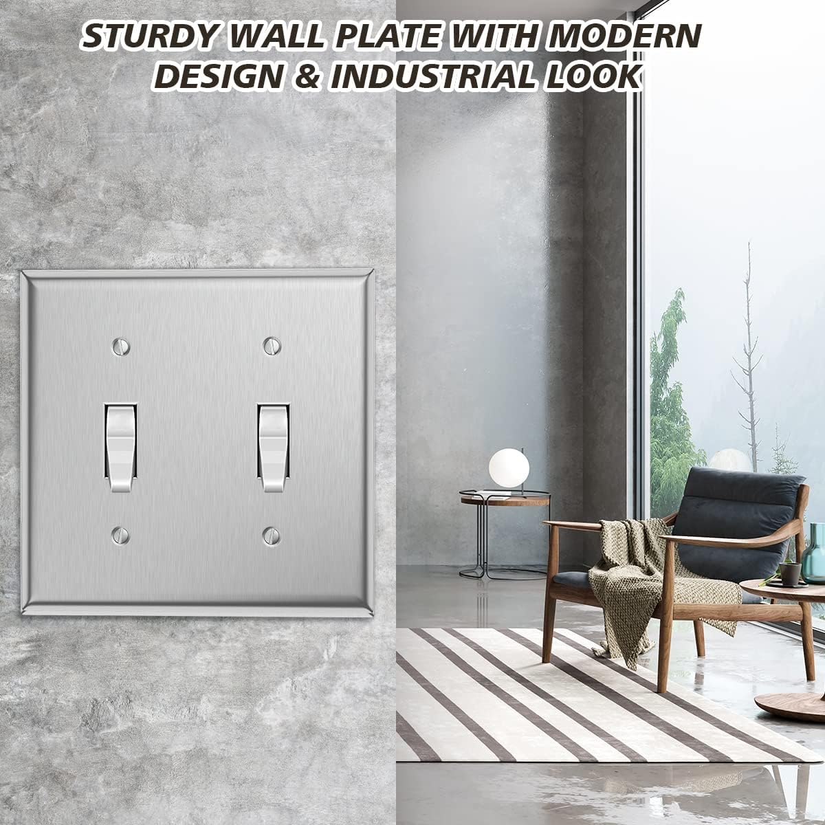 4-Pack of MLLIZH Stainless Steel Double Toggle Switch Plate Covers for 2 Gang Wall Plates