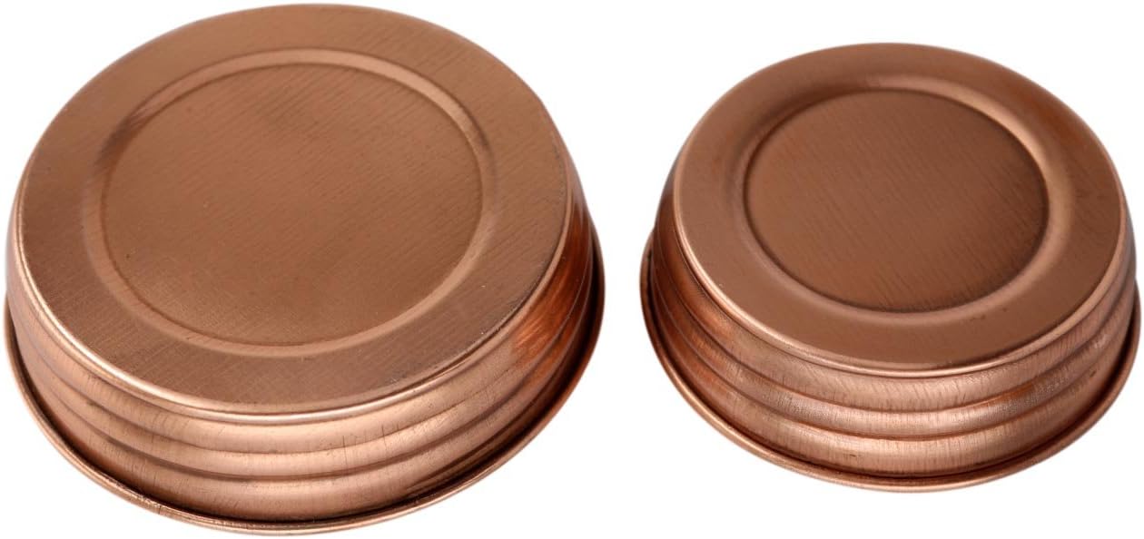 4 Pack of Rustic Shiny Copper Decorative Mason Jar Lids for Regular Mouth Jars by Mason Jar Lifestyle