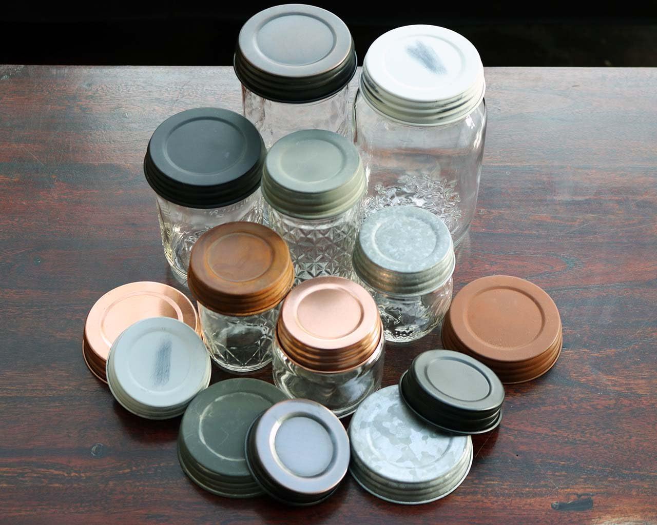 4 Pack of Rustic Shiny Copper Decorative Mason Jar Lids for Regular Mouth Jars by Mason Jar Lifestyle