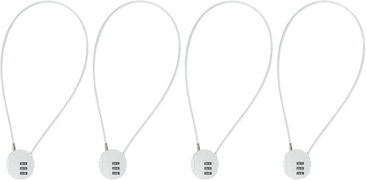 4 Pack PATIKIL Round Helmet Padlock Cable Lock with 3 Digit Combination for Bike Locker & Travel Luggage - Silver, 1.64Ft Flexible Steel Wire