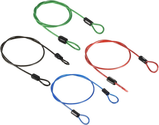 4 Pack PATIKIL Security Steel Cable 2.5mm x 0.5m Coated Luggage Lock Wire Rope with Double Loop