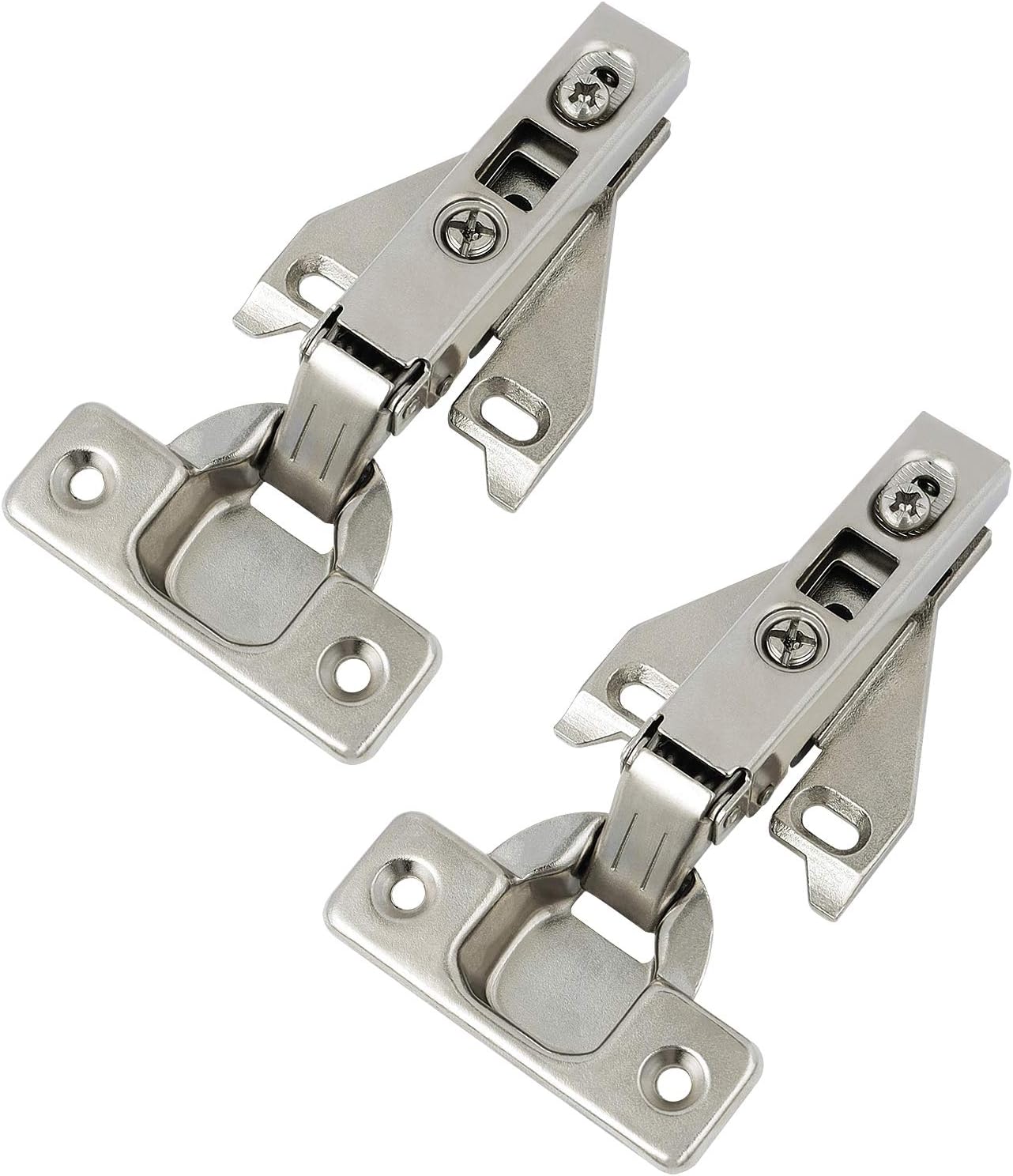 4 Pack Probrico Kitchen Cabinet Hinges for Face Frame Cabinets - Concealed Brushed Satin Nickel Hinges with Mounting Screws
