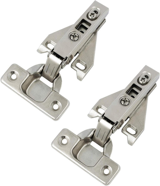 4 Pack Probrico Kitchen Cabinet Hinges for Face Frame Cabinets - Concealed Brushed Satin Nickel Hinges with Mounting Screws