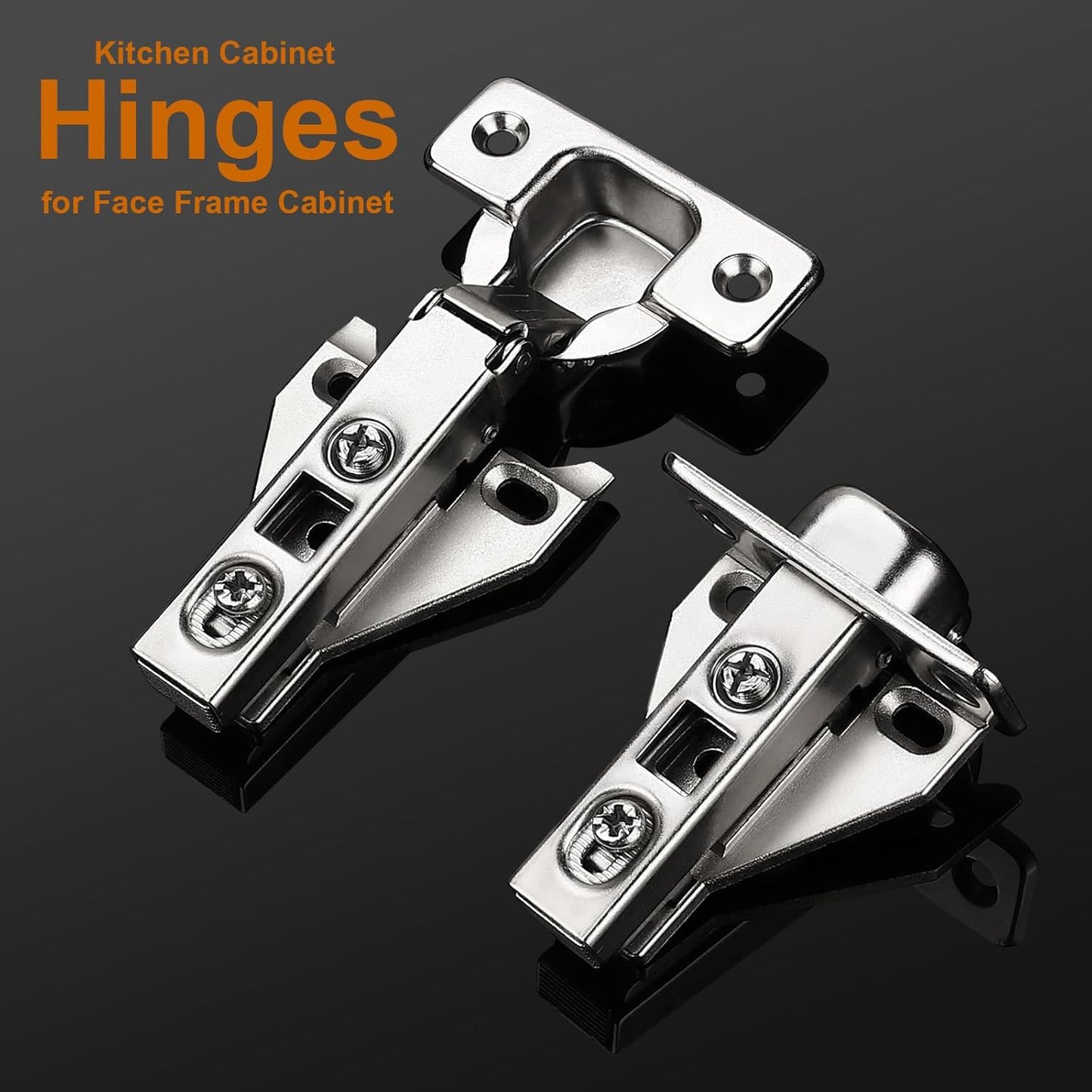 4 Pack Probrico Kitchen Cabinet Hinges for Face Frame Cabinets - Concealed Brushed Satin Nickel Hinges with Mounting Screws