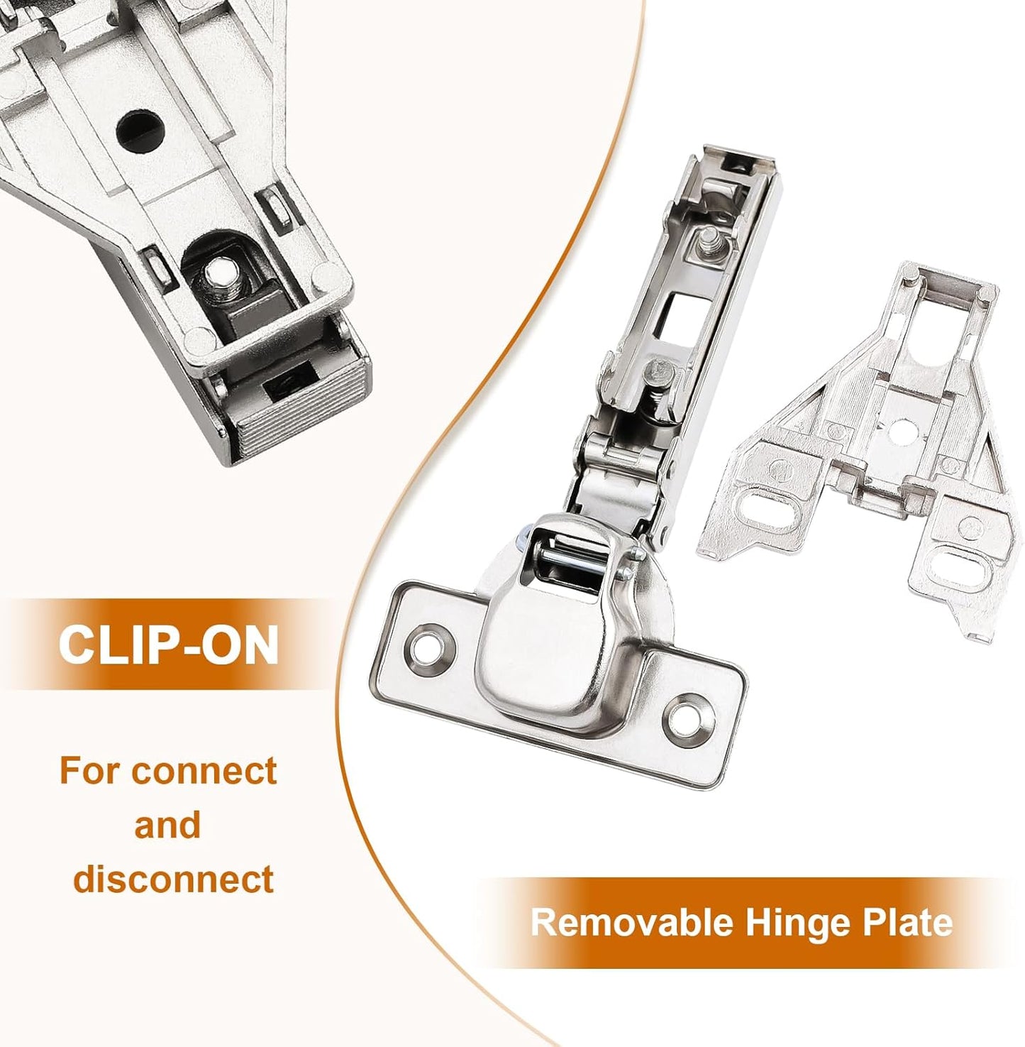 4 Pack Probrico Kitchen Cabinet Hinges for Face Frame Cabinets - Concealed Brushed Satin Nickel Hinges with Mounting Screws