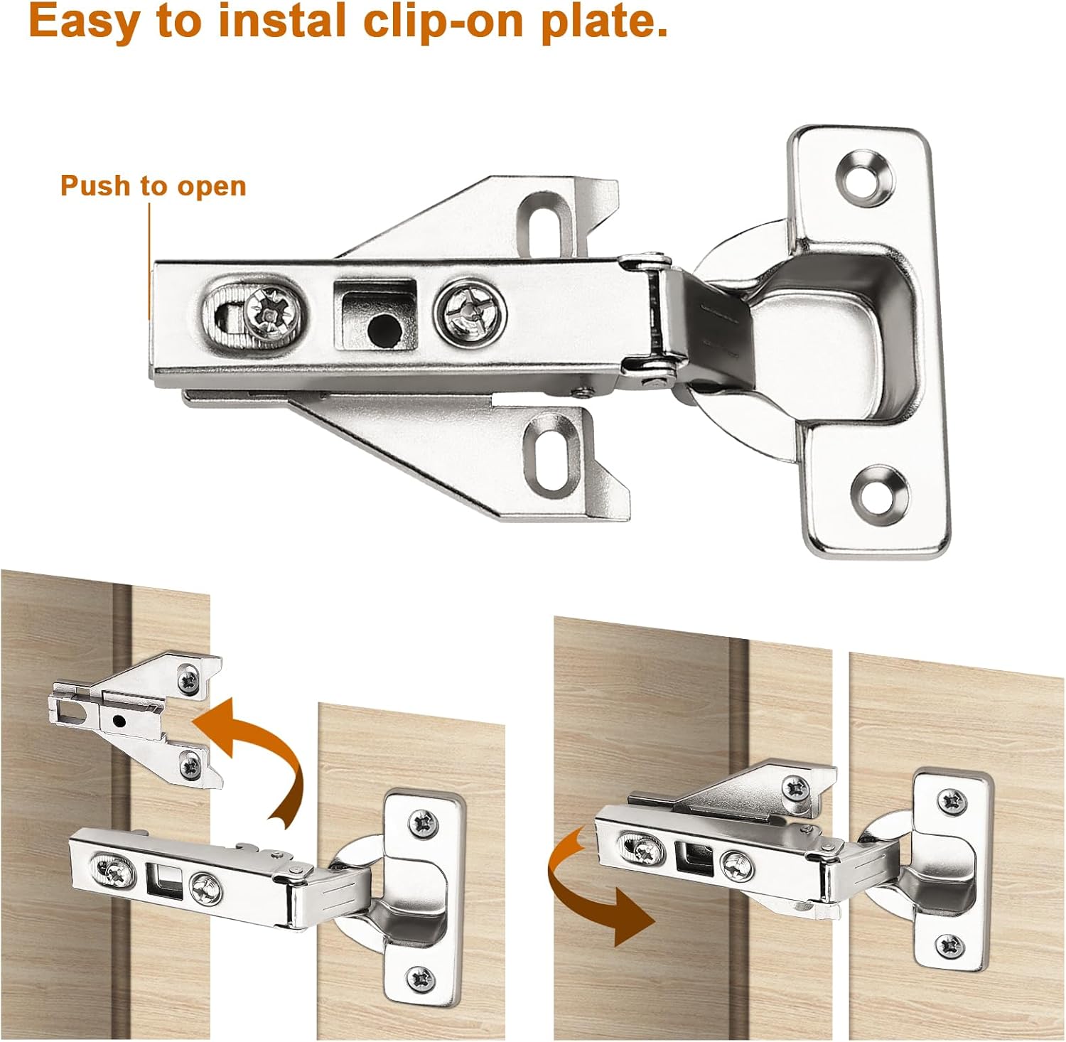 4 Pack Probrico Kitchen Cabinet Hinges for Face Frame Cabinets - Concealed Brushed Satin Nickel Hinges with Mounting Screws