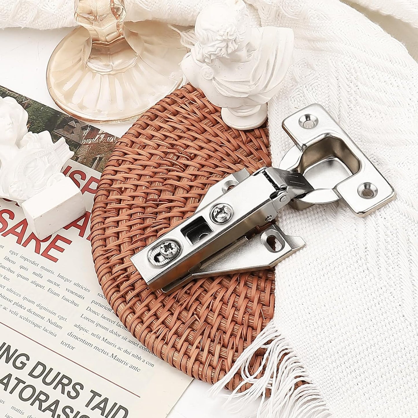 4 Pack Probrico Kitchen Cabinet Hinges for Face Frame Cabinets - Concealed Brushed Satin Nickel Hinges with Mounting Screws