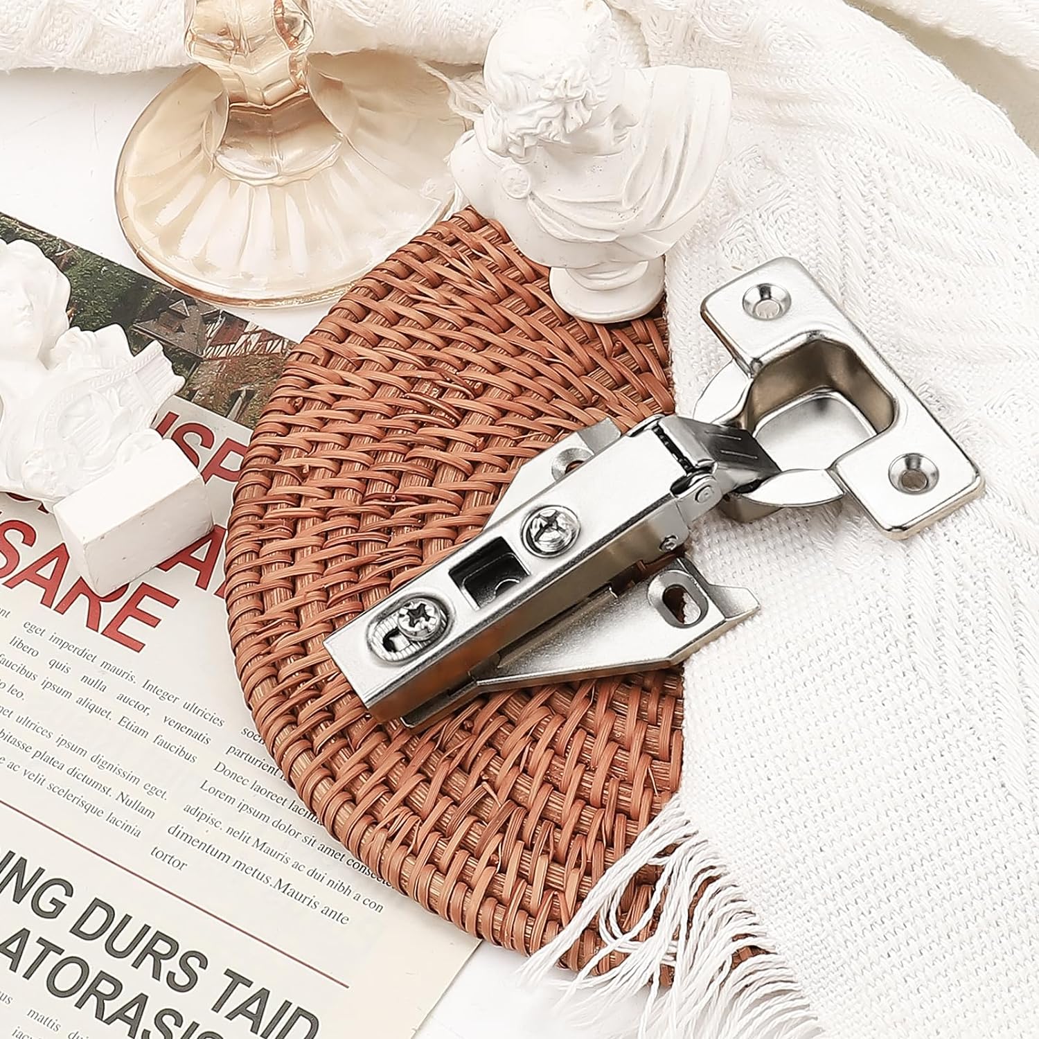 4 Pack Probrico Kitchen Cabinet Hinges for Face Frame Cabinets - Concealed Brushed Satin Nickel Hinges with Mounting Screws