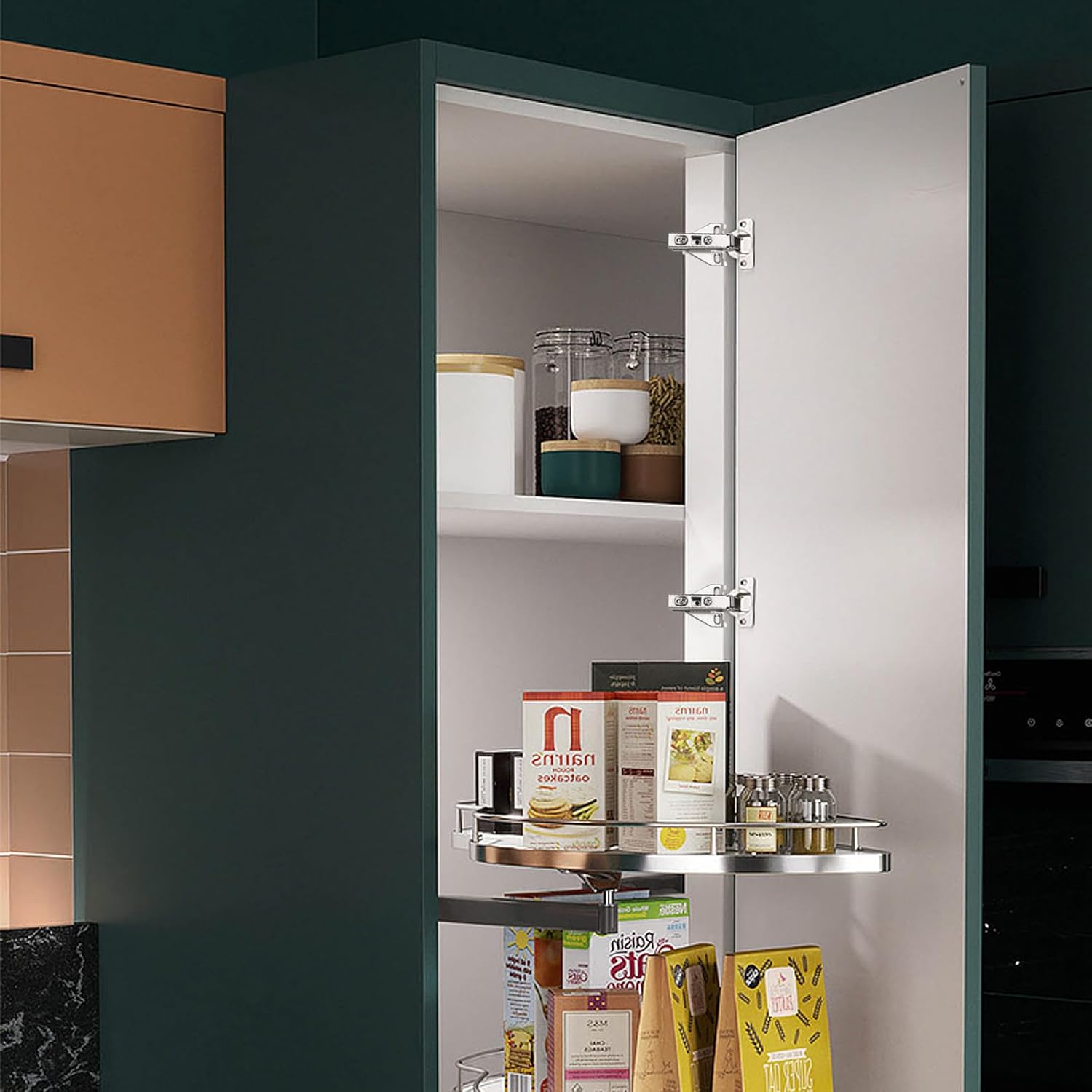 4 Pack Probrico Kitchen Cabinet Hinges for Face Frame Cabinets - Concealed Brushed Satin Nickel Hinges with Mounting Screws