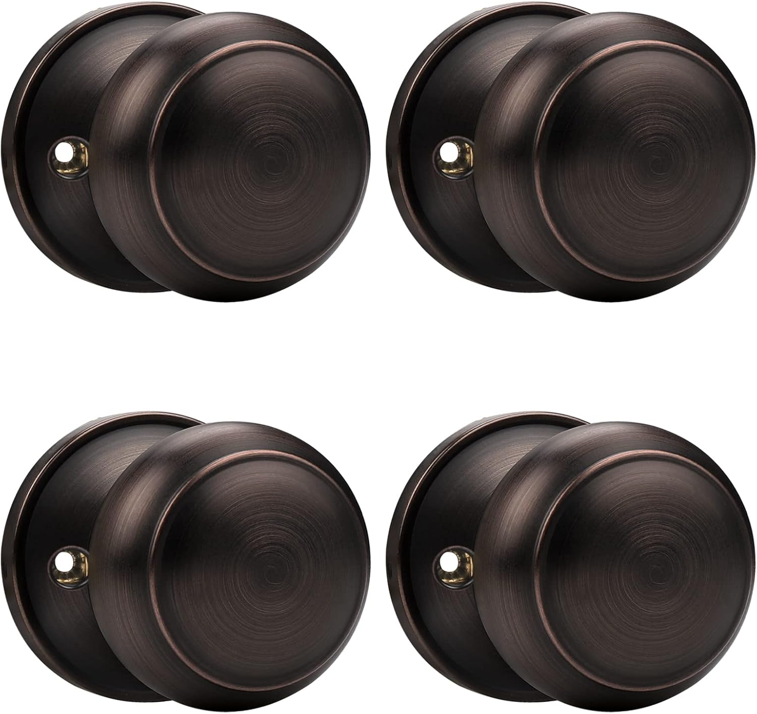 4 Pack Probrico Oil Rubbed Bronze Dummy Door Knobs for Closet French Doors, Inactive Single Side Interior Handles