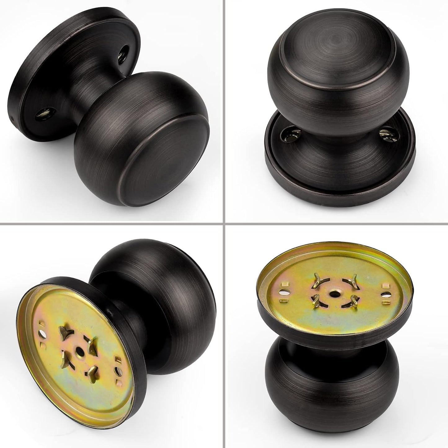 4 Pack Probrico Oil Rubbed Bronze Dummy Door Knobs for Closet French Doors, Inactive Single Side Interior Handles