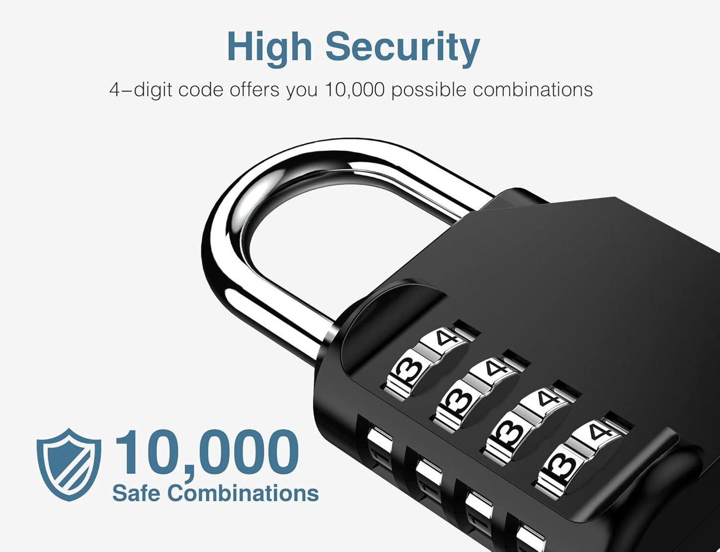 4 Pack Puroma Waterproof 4 Digit Combination Lock for School Gym Locker, Sports Locker, Fence, Toolbox, Gate - Black