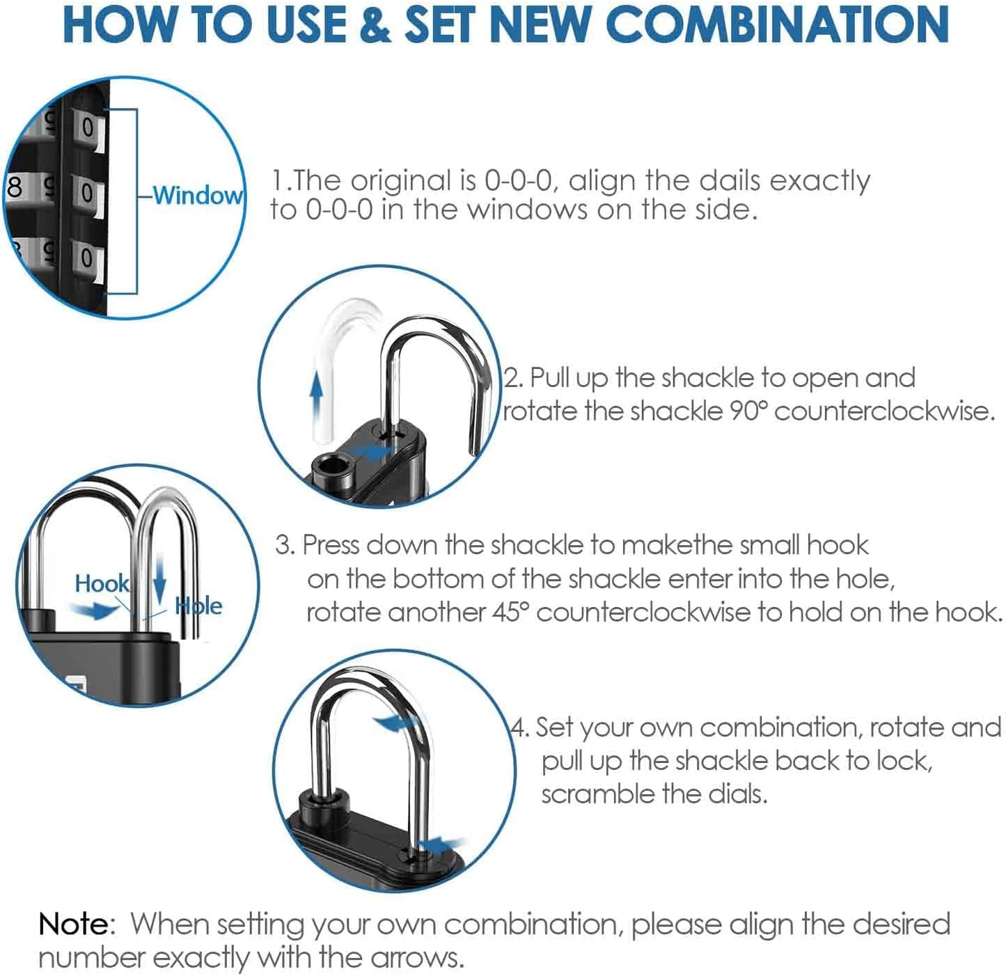 4 Pack Resettable 3-Digit Combination Locks for Backpack, Gym, School & Employee Locker - Weatherproof Travel Padlocks for Fence, Gate, Hasp, Case - Black - WildKart