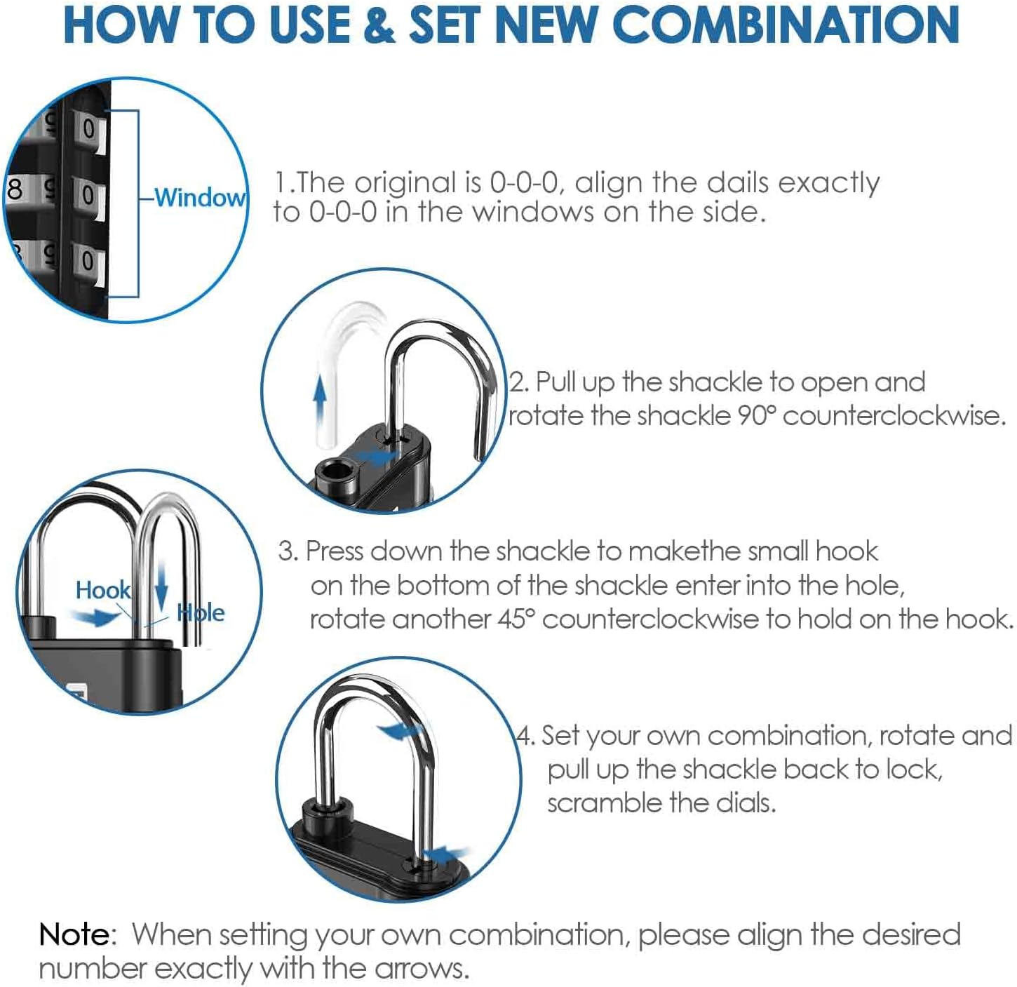 4 Pack Resettable 3-Digit Combination Locks for Backpack, Gym, School & Employee Locker - Weatherproof Travel Padlocks for Fence, Gate, Hasp, Case - Black - WildKart