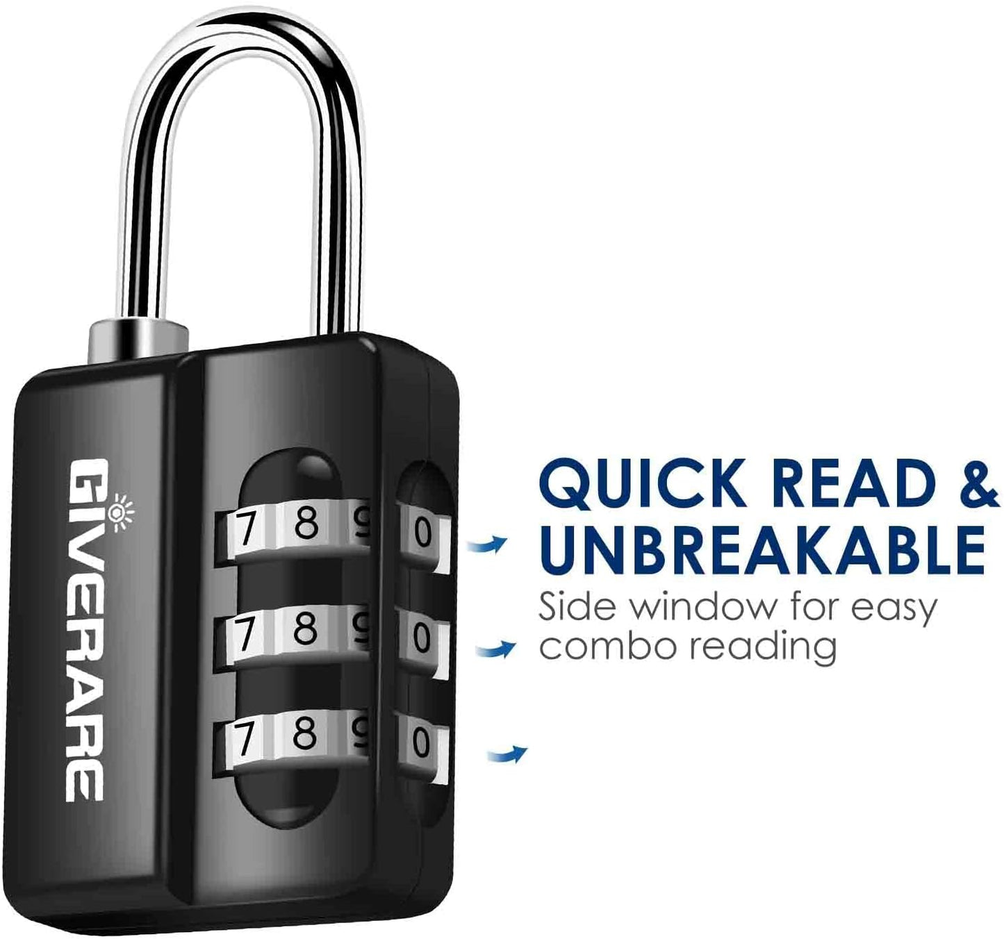 4 Pack Resettable 3-Digit Combination Locks for Backpack, Gym, School & Employee Locker - Weatherproof Travel Padlocks for Fence, Gate, Hasp, Case - Black - WildKart