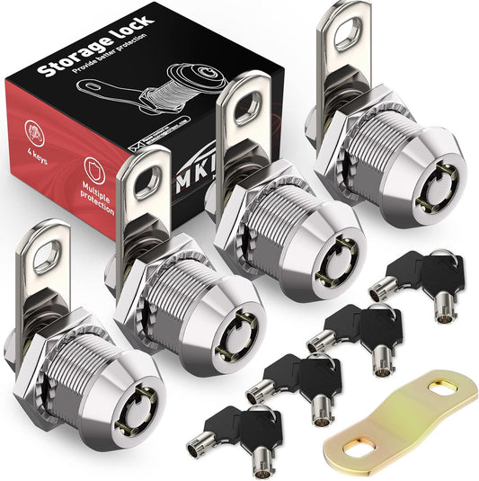 4 Pack RV Compartment Locks with Keyed Alike Tubular Cam Locks - Chrome Finish