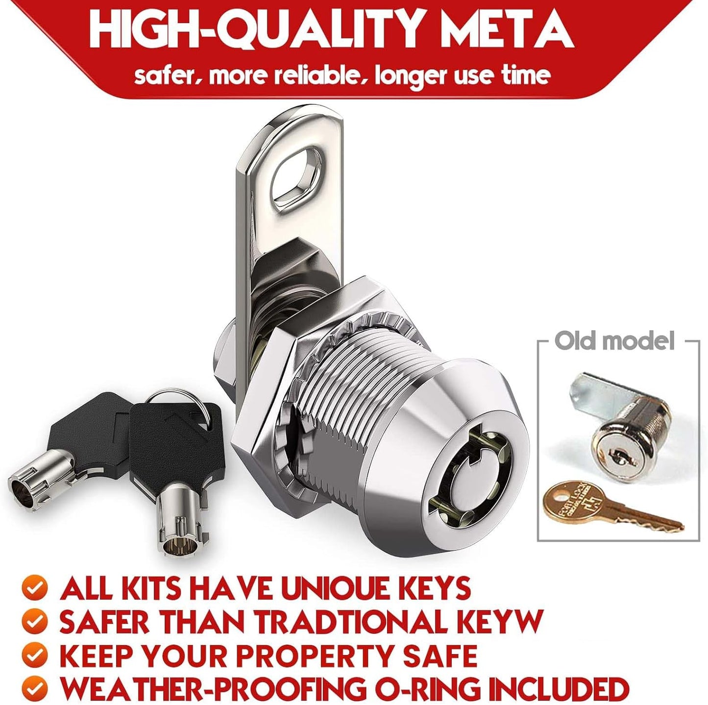 4 Pack RV Compartment Locks with Keyed Alike Tubular Cam Locks - Chrome Finish