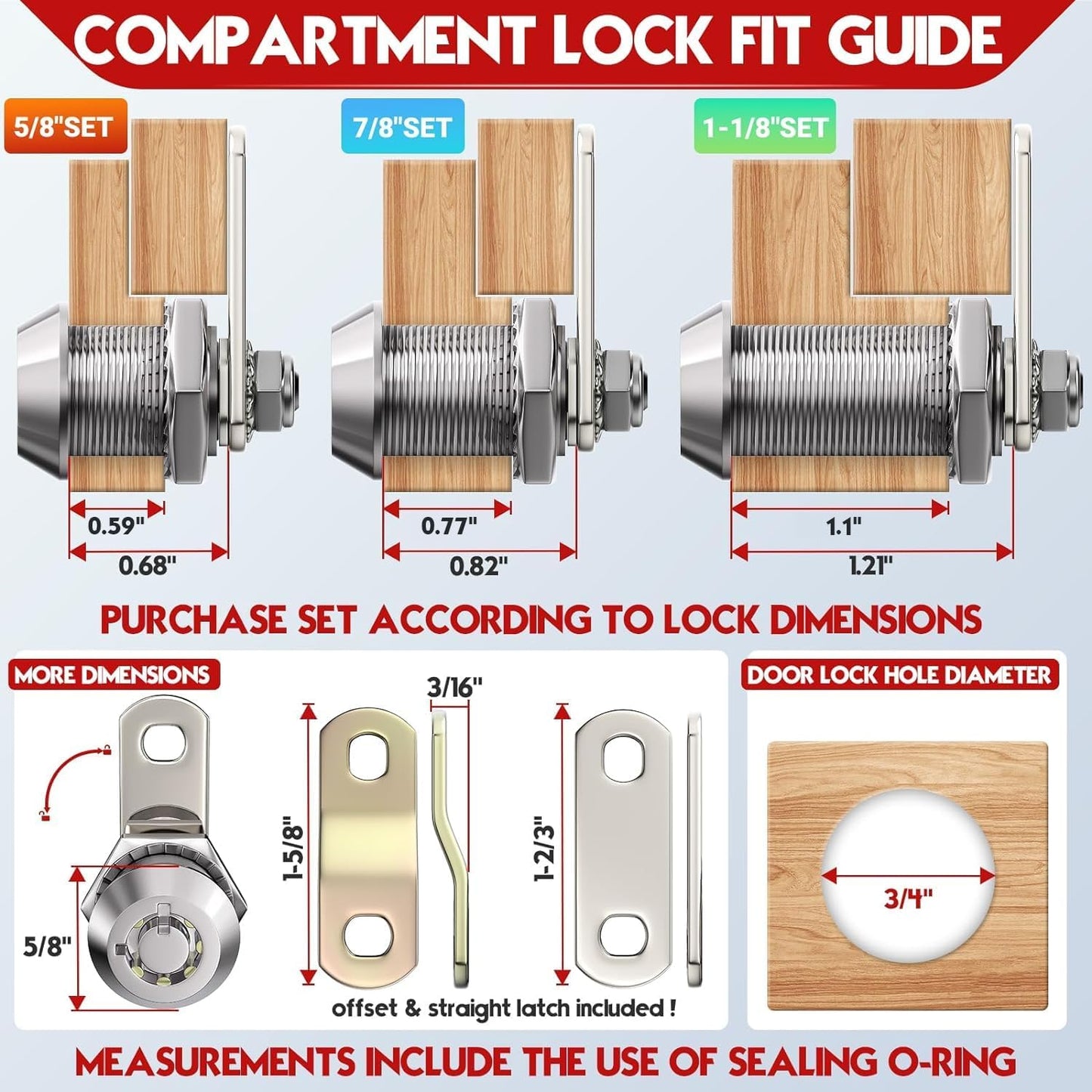 4 Pack RV Compartment Locks with Keyed Alike Tubular Cam Locks - Chrome Finish