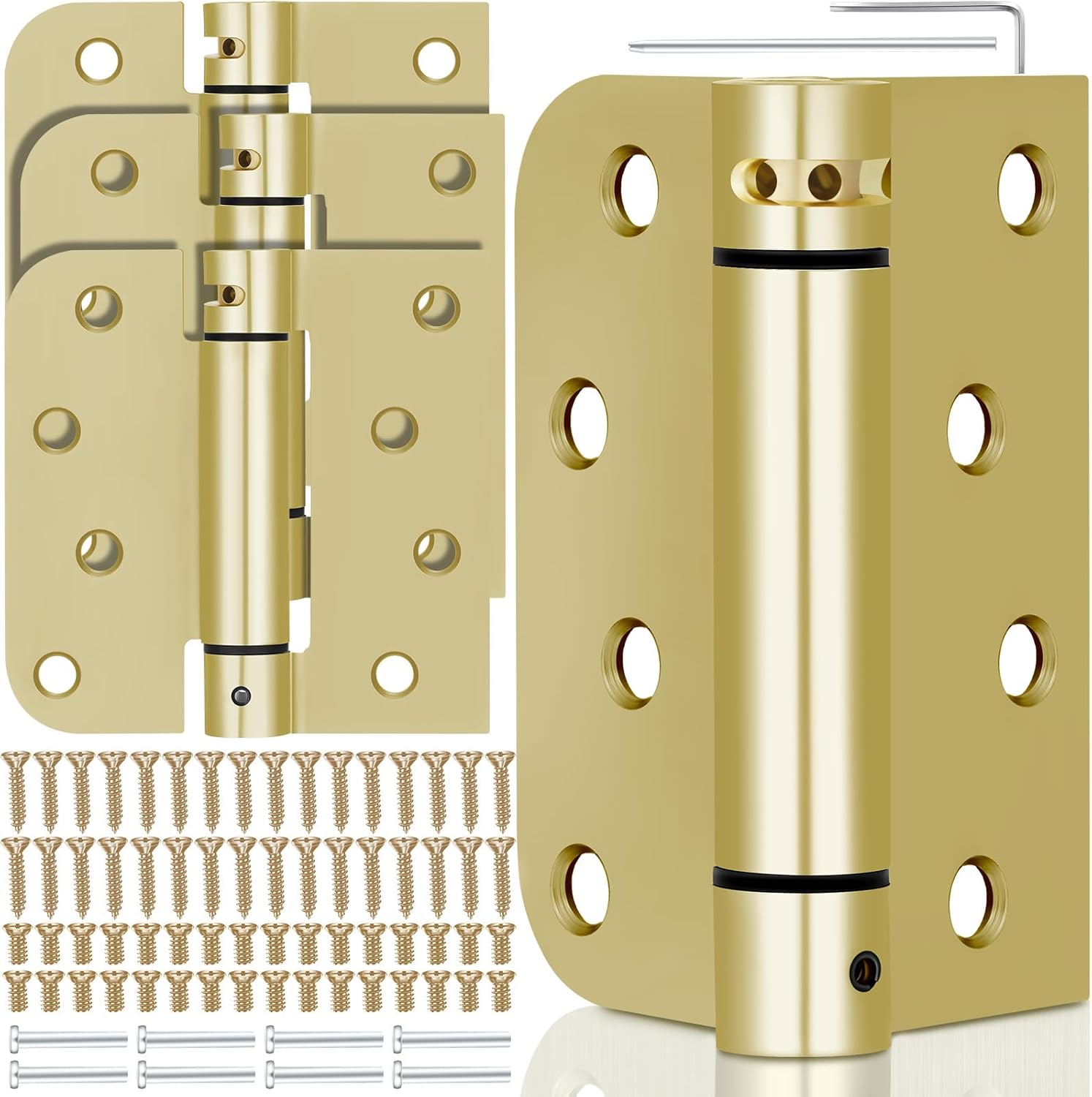 4 Pack Self Closing Door Hinges 4 Inches Heavy Duty Steel Spring Loaded Hinges for Exterior Interior Doors