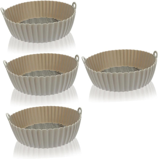 4-Pack Silicone Air Fryer Liner Set for Household Air Fryer Baskets - Washable & Reusable Grey Mats