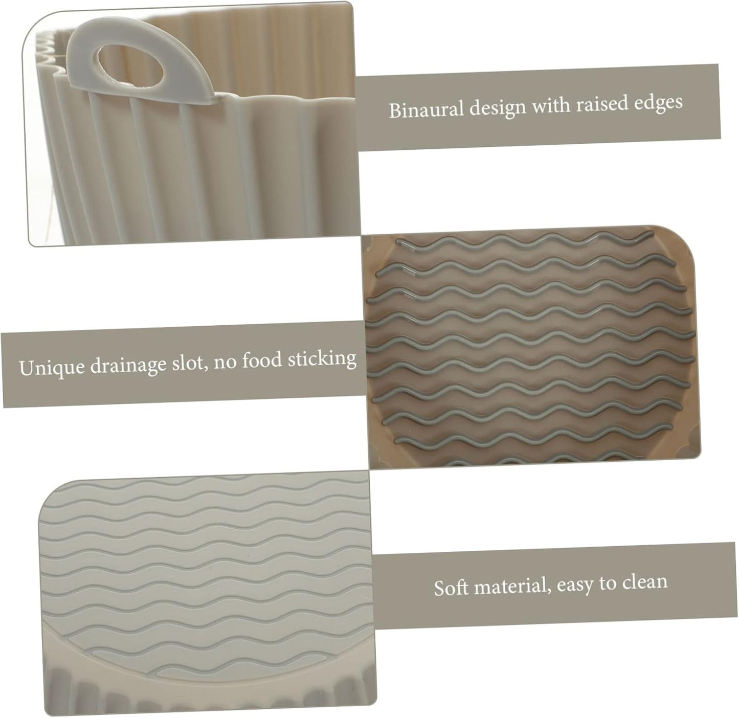 4-Pack Silicone Air Fryer Liner Set for Household Air Fryer Baskets - Washable & Reusable Grey Mats