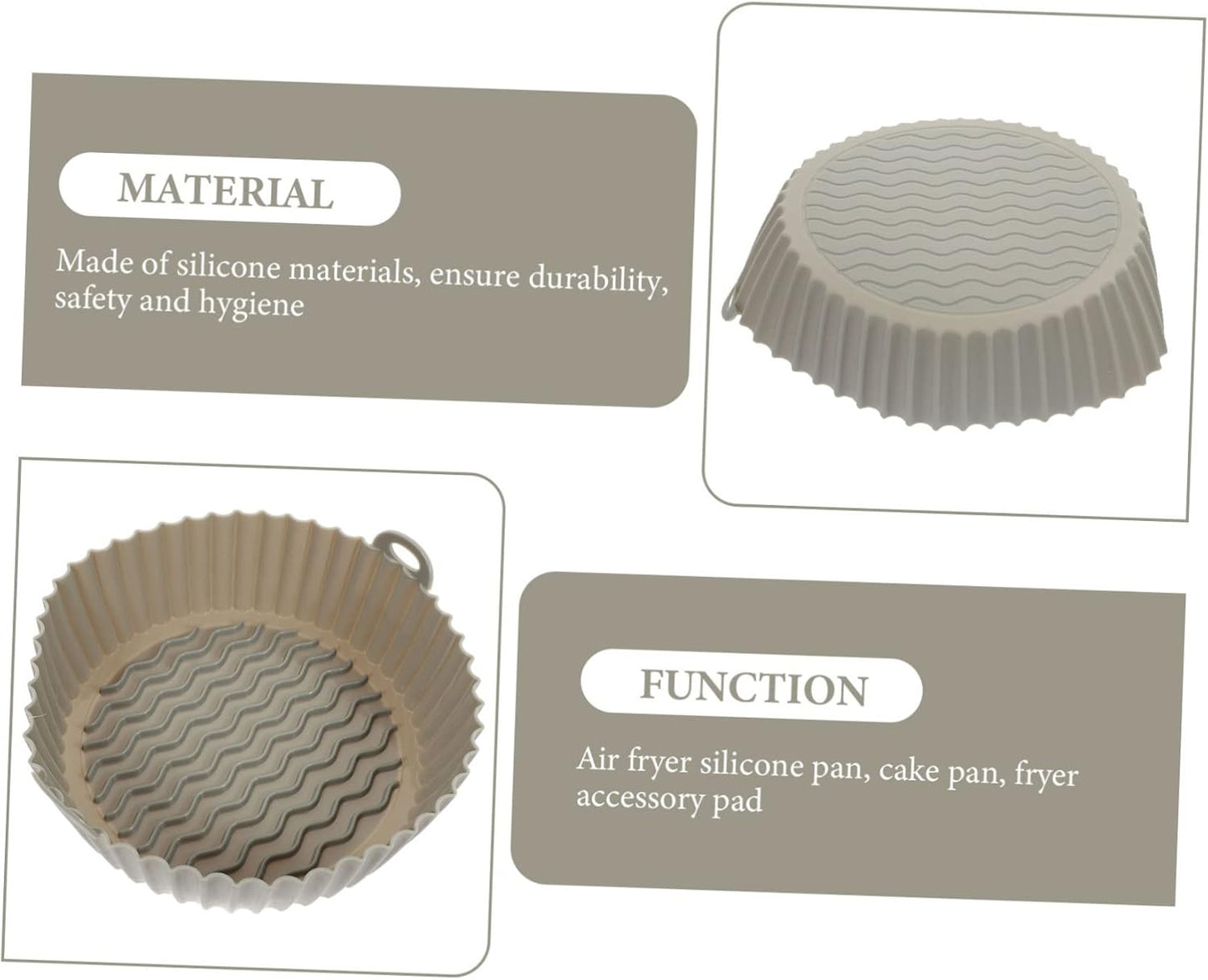 4-Pack Silicone Air Fryer Liner Set for Household Air Fryer Baskets - Washable & Reusable Grey Mats