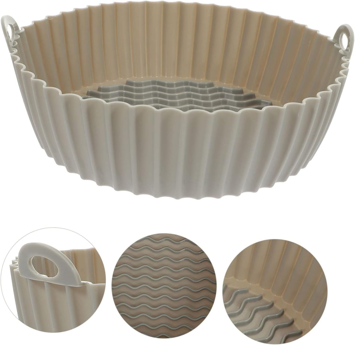 4-Pack Silicone Air Fryer Liner Set for Household Air Fryer Baskets - Washable & Reusable Grey Mats