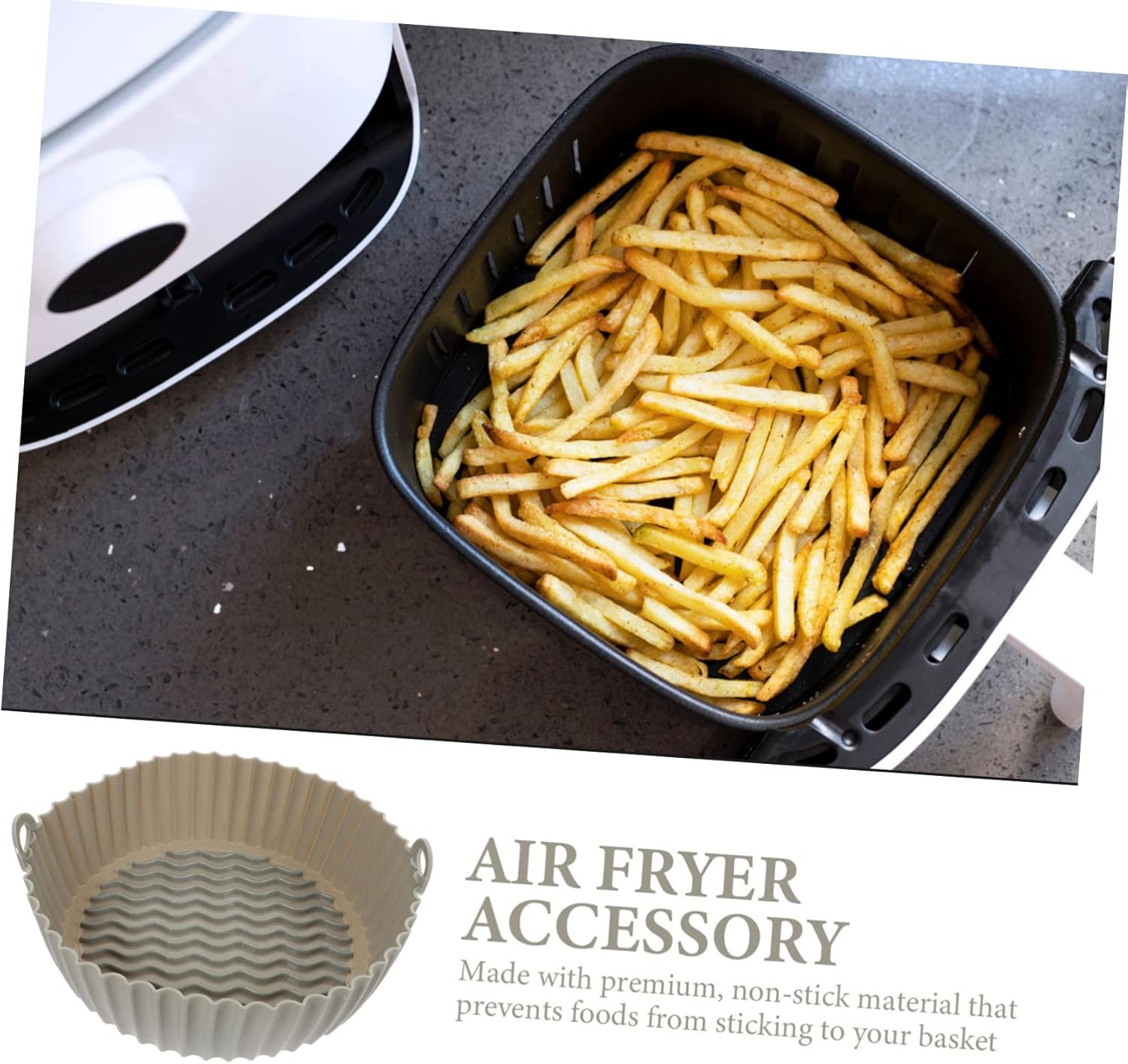 4-Pack Silicone Air Fryer Liner Set for Household Air Fryer Baskets - Washable & Reusable Grey Mats