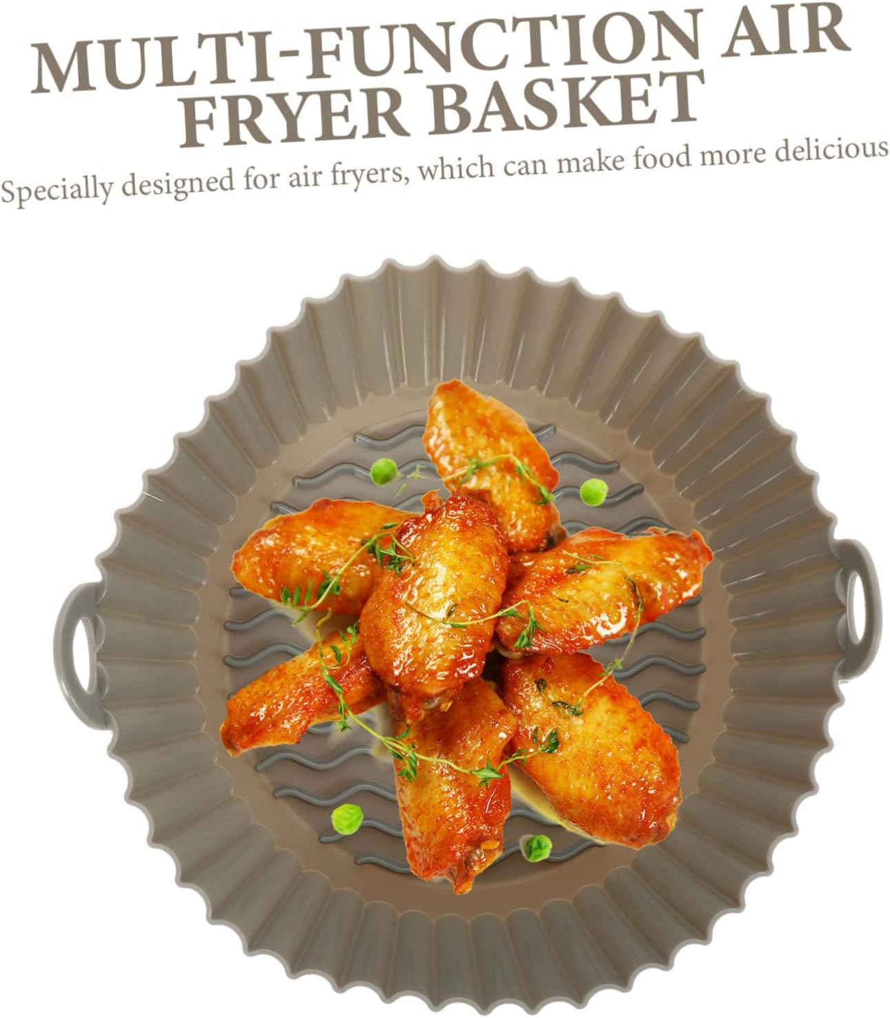 4-Pack Silicone Air Fryer Liner Set for Household Air Fryer Baskets - Washable & Reusable Grey Mats