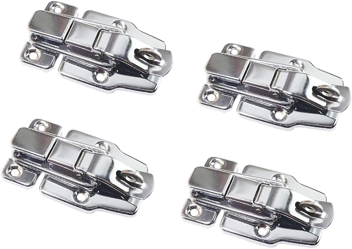 4-Pack Silver Duckbilled Hasp Latch Catch Clasp for Furniture and Jewelry Box Hardware - Retro Style Antique Metal Toggle Latch with Padlock Hole
