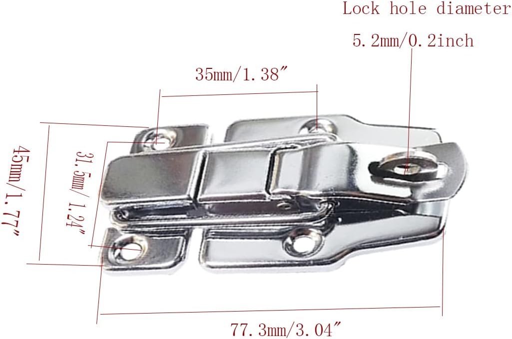 4-Pack Silver Duckbilled Hasp Latch Catch Clasp for Furniture and Jewelry Box Hardware - Retro Style Antique Metal Toggle Latch with Padlock Hole