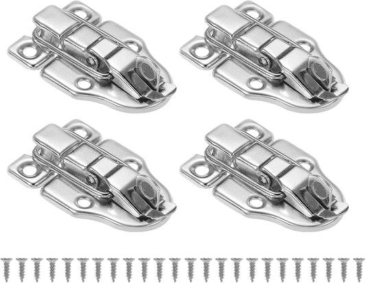 4 Pack Small Metal Duckbilled Hasp Latch Catch with Padlock Hole for Jewelry Cabinet & Toolbox
