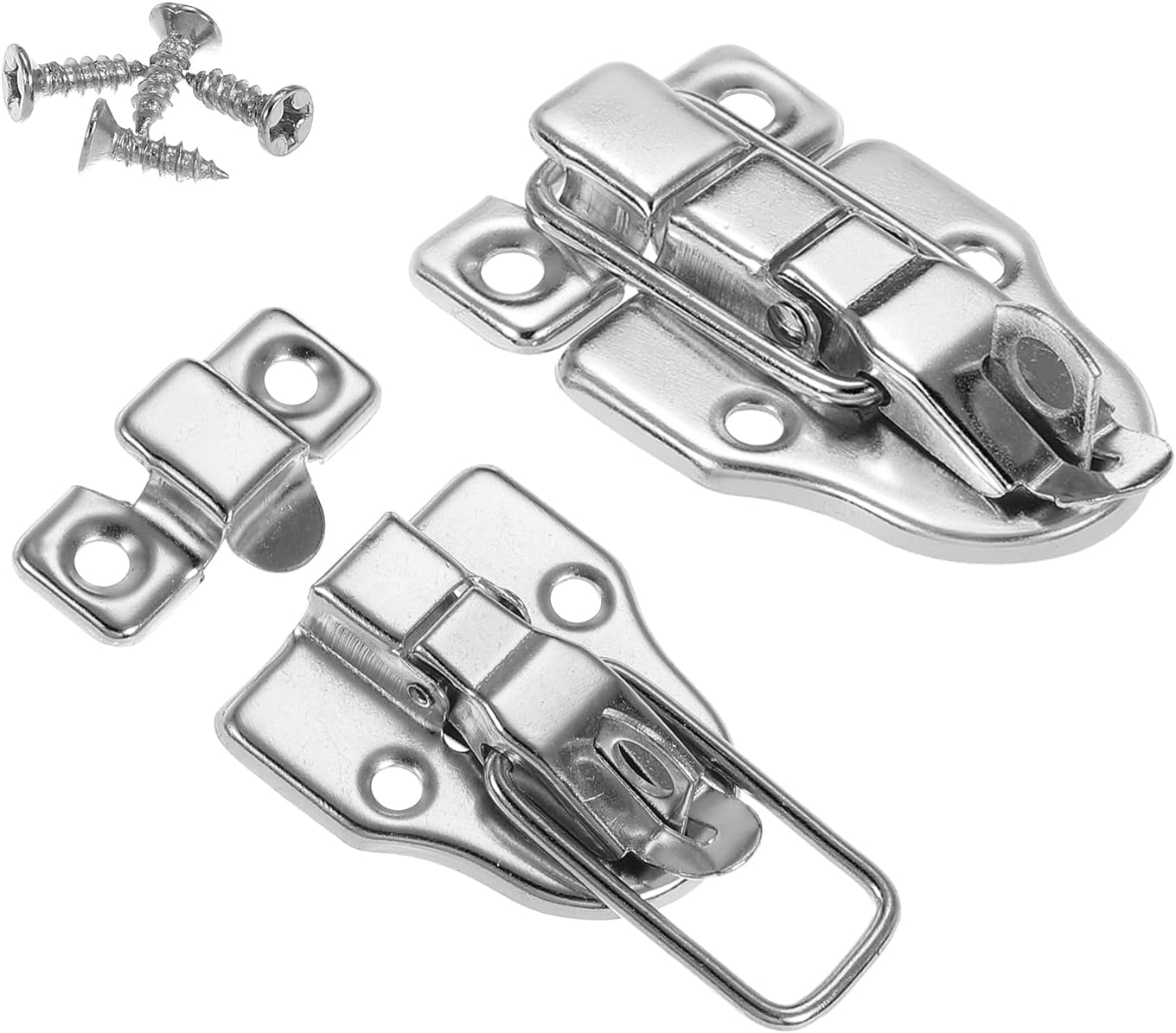 4 Pack Small Metal Duckbilled Hasp Latch Catch with Padlock Hole for Jewelry Cabinet & Toolbox