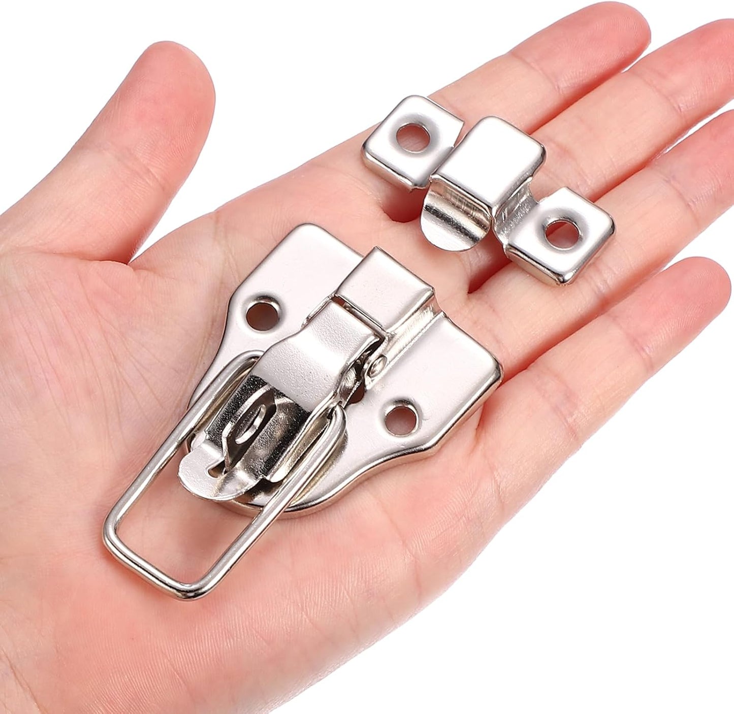 4 Pack Small Metal Duckbilled Hasp Latch Catch with Padlock Hole for Jewelry Cabinet & Toolbox