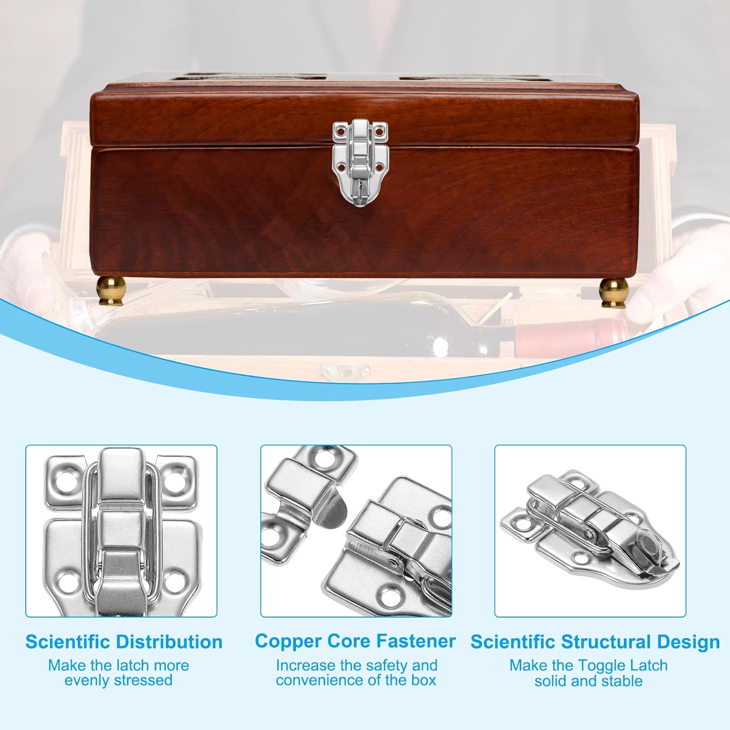 4 Pack Small Metal Duckbilled Hasp Latch Catch with Padlock Hole for Jewelry Cabinet & Toolbox