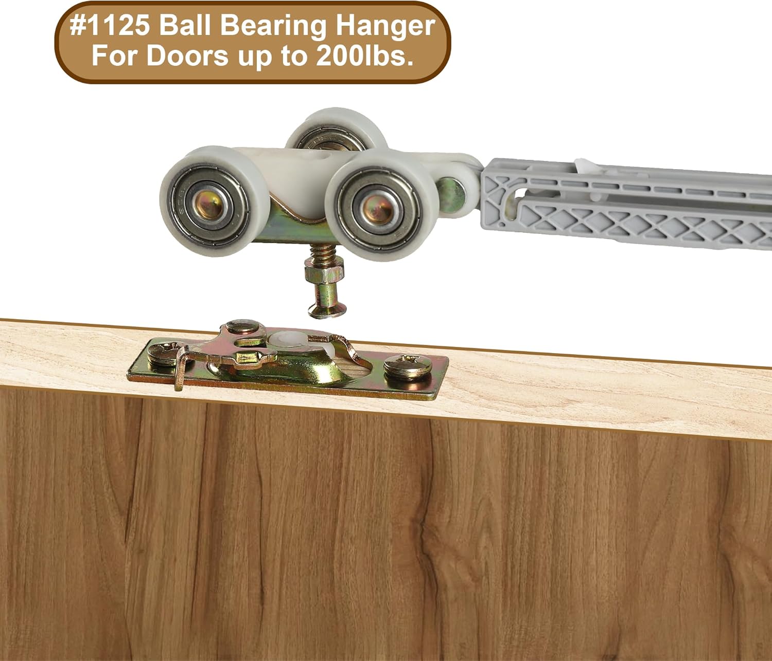 4 Pack Soft Close/Open Bypass Door Hangers for Johnson Part #1062 - 1" Nylon Ball Bearing, 1-1/4" C.T.C, 165lbs Capacity, Bi-Directional, Fits 1" Thick Doors - WildKart