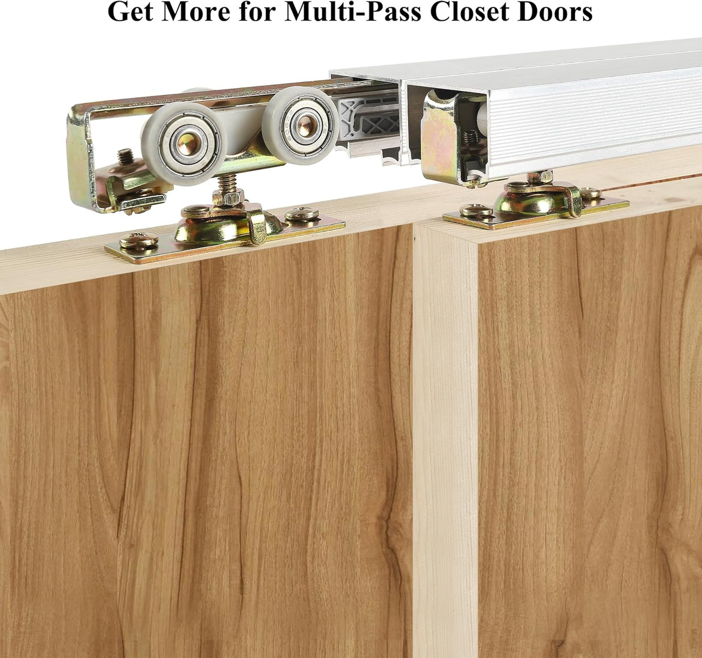 4 Pack Soft Close/Open Bypass Door Hangers for Johnson Part #1062 - 1" Nylon Ball Bearing, 1-1/4" C.T.C, 165lbs Capacity, Bi-Directional, Fits 1" Thick Doors - WildKart