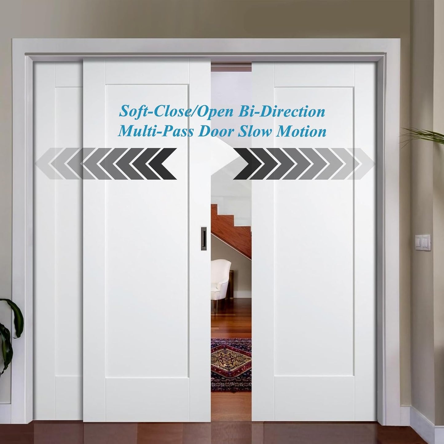 4 Pack Soft Close/Open Bypass Door Hangers for Johnson Part #1062 - 1" Nylon Ball Bearing, 1-1/4" C.T.C, 165lbs Capacity, Bi-Directional, Fits 1" Thick Doors - WildKart