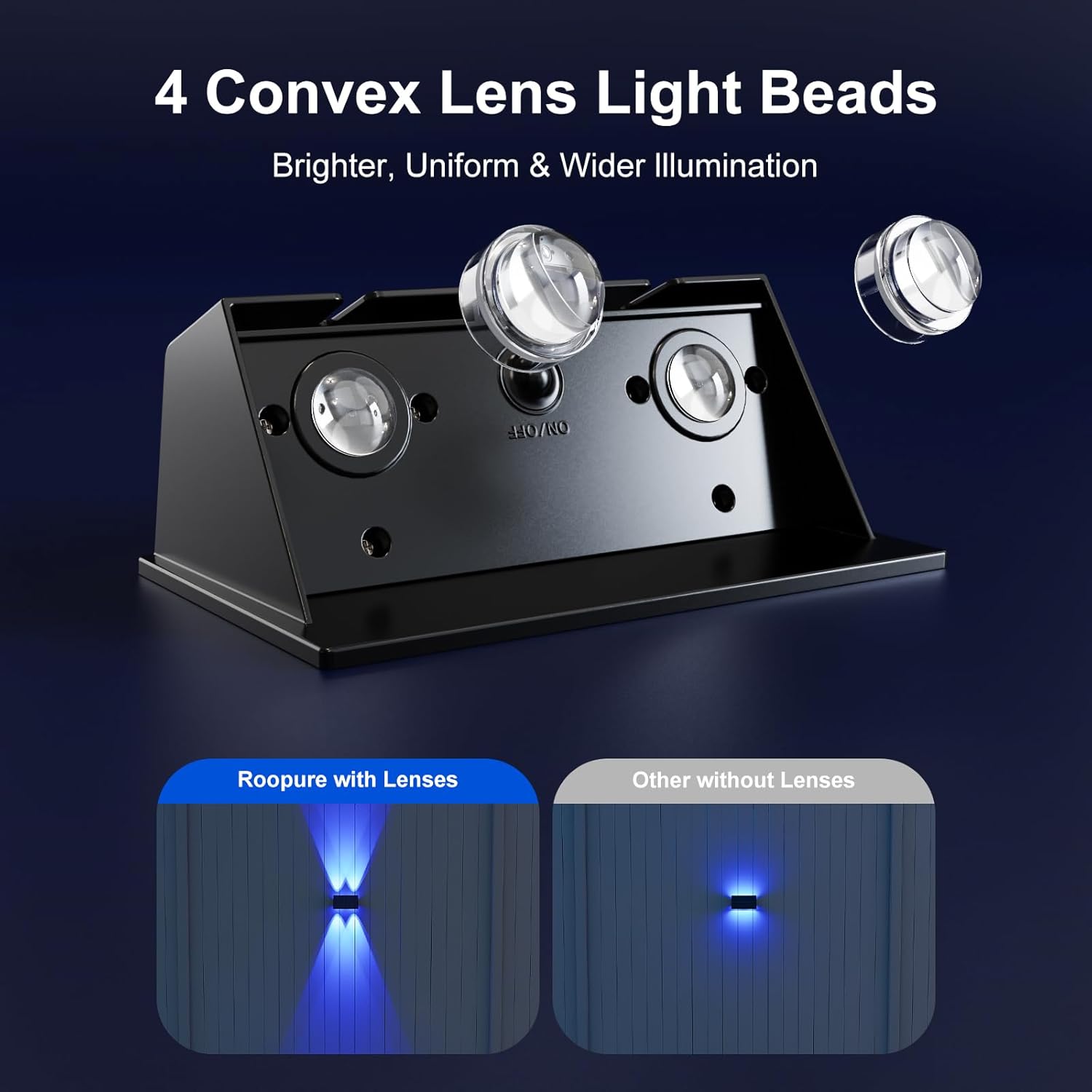 4 Pack Solar Powered Fence Lights Outdoor RGB Decorative Waterproof LED Wall Mount Lamps for Porch, Deck, Patio, Yard - High Brightness Illumination with 4 Lenses