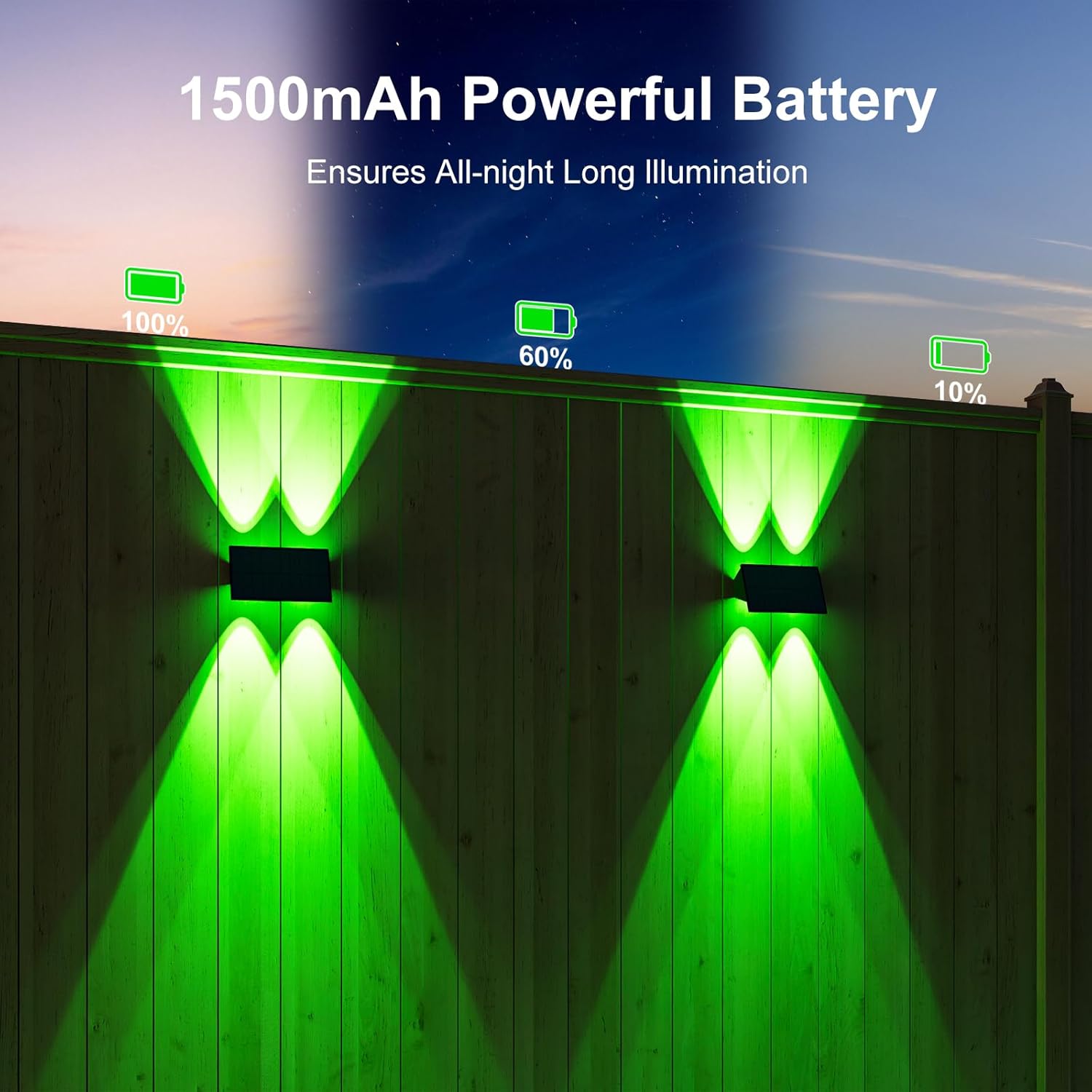 4 Pack Solar Powered Fence Lights Outdoor RGB Decorative Waterproof LED Wall Mount Lamps for Porch, Deck, Patio, Yard - High Brightness Illumination with 4 Lenses