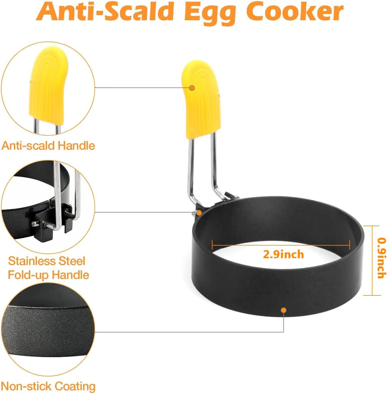 4 Pack Stainless Steel Egg Rings for Frying Eggs and Egg McMuffins - Nonstick Egg Maker Molds for Pan Cooking, Griddles, Breakfast Sandwiches