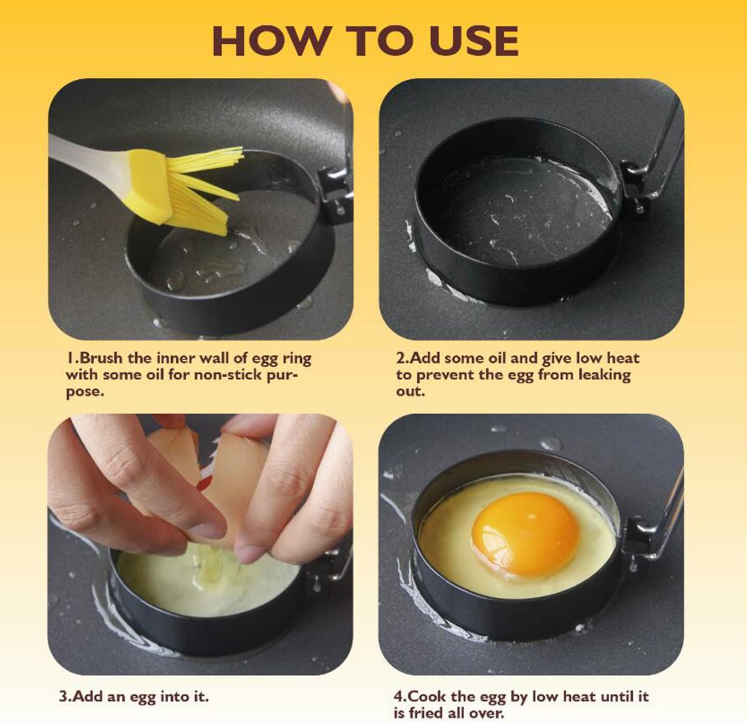 4 Pack Stainless Steel Egg Rings for Frying Eggs and Egg McMuffins - Nonstick Egg Maker Molds for Pan Cooking, Griddles, Breakfast Sandwiches