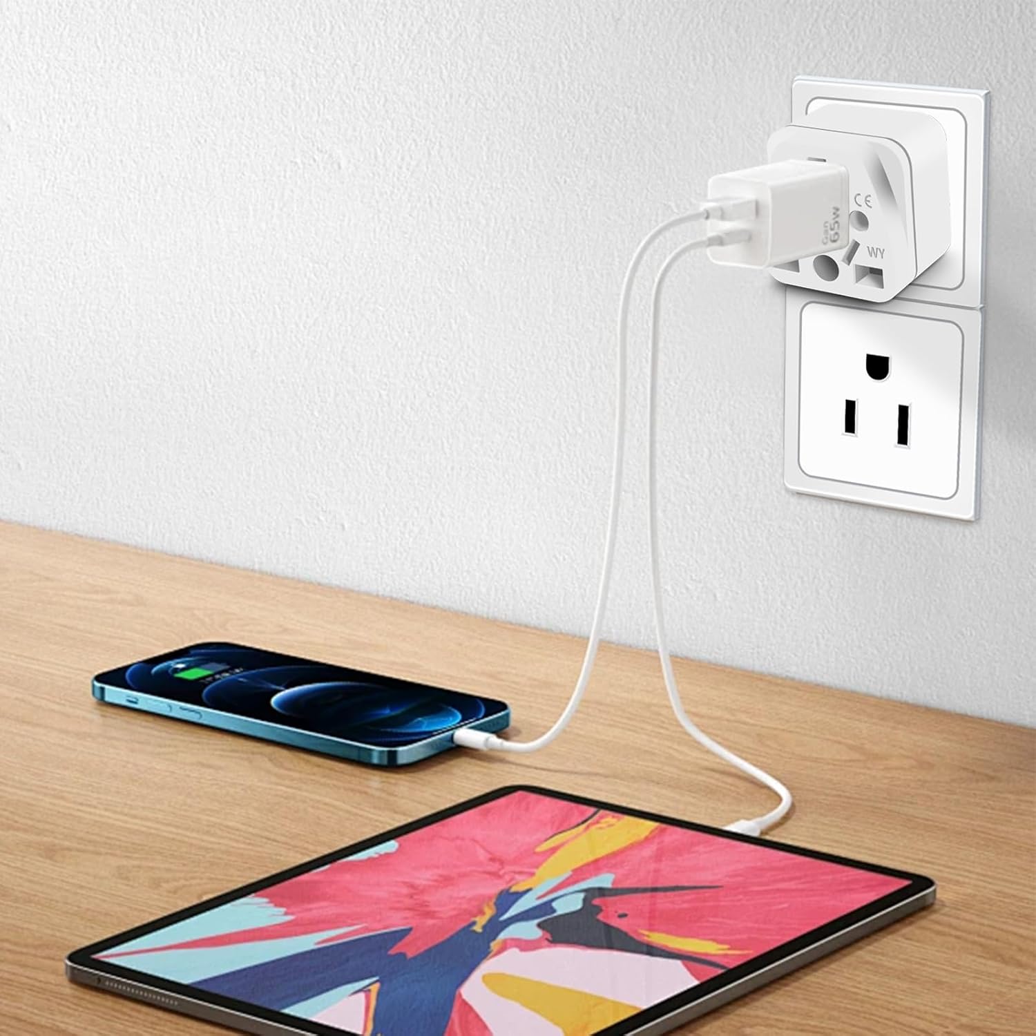 4 Pack Universal UK/European to US Plug Adapter - Type B Travel Essentials for American Outlets - White