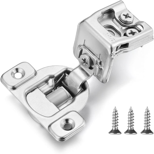 4-Pack Vallecloud 1-1/2 Inch Soft Close Cabinet Hinges - Concealed European Hinges for Face Frame Doors - Brushed Nickel