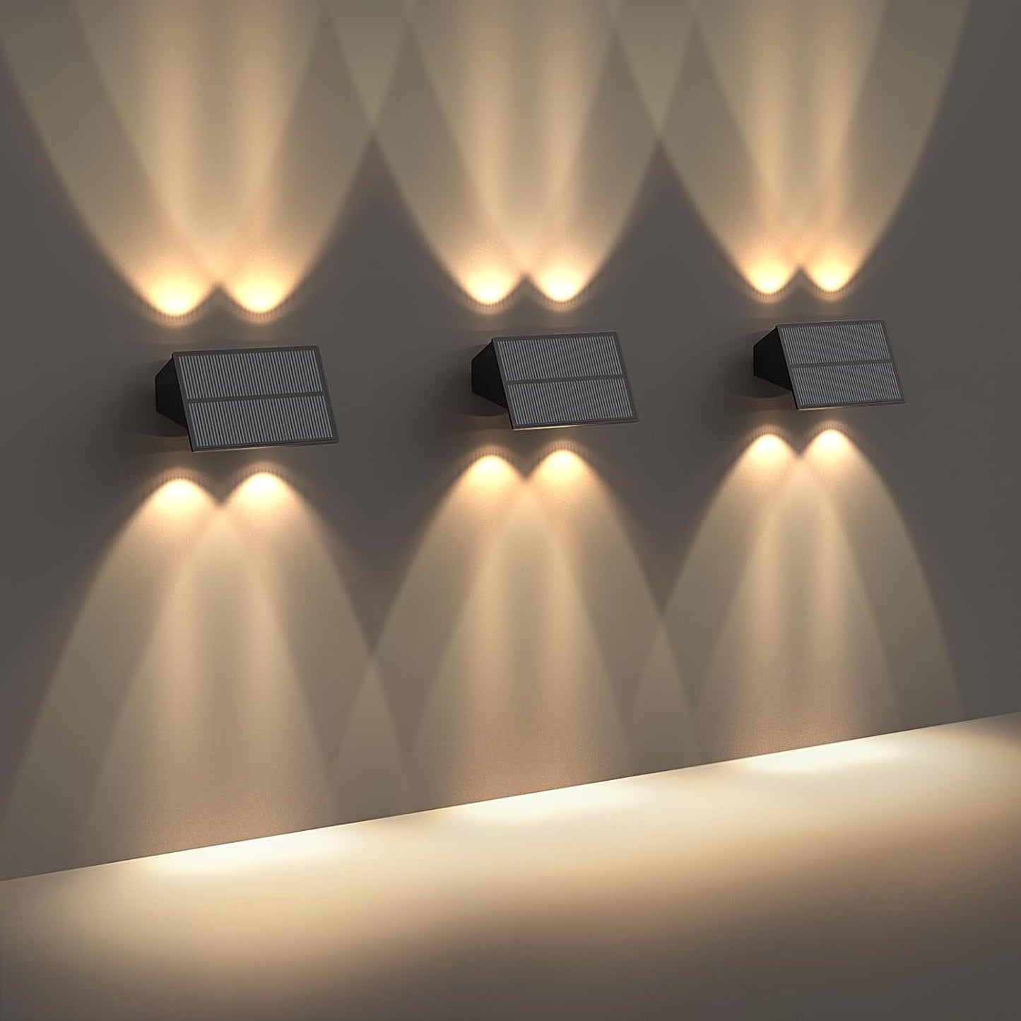 4 Pack Vkndoynt Solar Wall Lights Outdoor Waterproof Up/Down Lights for Grocery Store, Garage, Backyard - Solar Powered Fence Lights